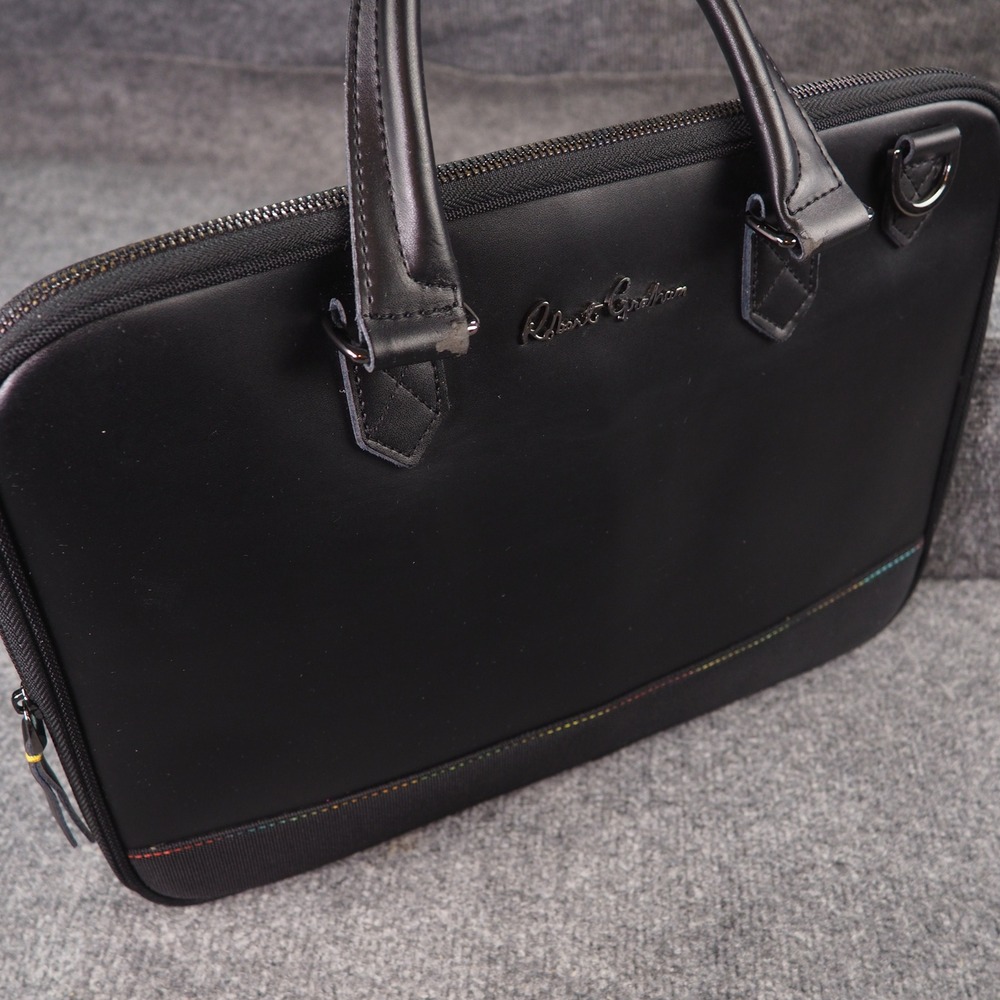 Robert Graham Mens Black Slim Briefcase Laptop Bag Professional Office 7297